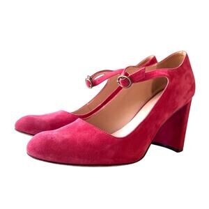 KK DODDS Mary Jane Heels in Red Nubuck Suede Size 38.5/ US 8